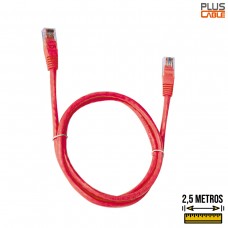 Cabo de Rede LAN Ethernet Cat5E Vermelho 2,5m Patch Cord PC-ETHU25RD Plus Cable
